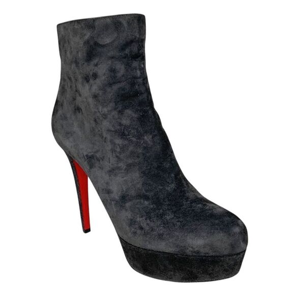 Christian Louboutin Bianca Bootie 120 EU 39 US 9 Charbon Velour Suede Platform - Picture 1 of 11